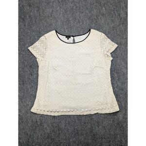Talbots Shirt Womens 18W Ivory Crochet Lace Lined Elegant Boho Career Work